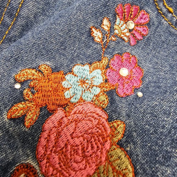 Gordon James Floral Flower Embroidered Jean Skirt 11\12 Teen Young - Picture 12 of 15